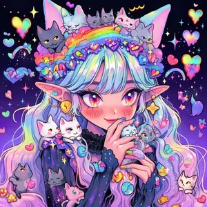 1pc 5D DIY handmade diamond painting kit, 5D diamond art set, DIY decoration, rainbow cat diamond painting kit full round drill DIY, mosaic, diamond art, DIY art home decoration, suitable for Halloween and Christmas, Diamond Art Tools