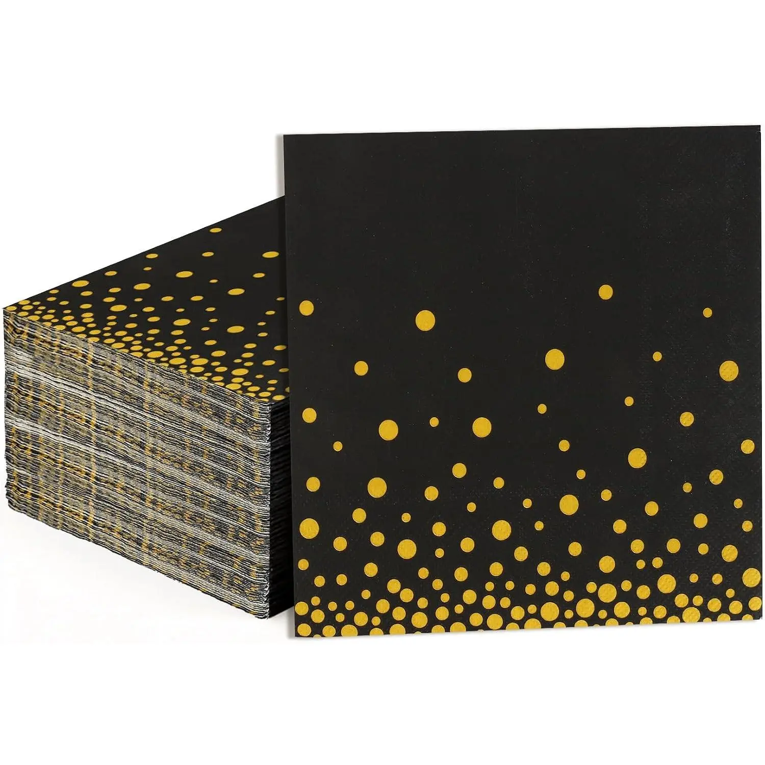 50 Pack Black and Gold Disposable Paper Napkins Decorative Gold Pattern Dinner & Cocktail Guest Napkins for Wedding Birthday Graduation Party Decorations