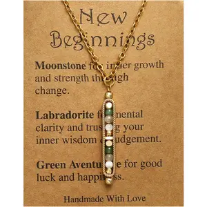 Healing Crystals and Stones Necklace Spiritual Crystal Necklace for Women Men Anxiety Necklace Empath Protection New Beginnings Gifts Crystal Pendant Necklace Healing Crystals Jewelry