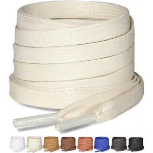 2 Pairs Flat Waxed Cotton Shoelaces, 1/4" Wide Laces for Boots & Casual Shoes