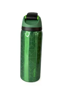 Owala 32oz Camping-Ready Insulated Water Bottle 24hrCold Leak-Proof Green Stainless Steel Flask with Stylish Geometric Design Portable Lid Tumbler Drinkware Mug