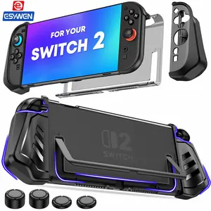 ESYWEN for Nintendo Switch 2 Case with Flip Stand, [Titan] Ergonomic Switch 2 Grip Protective with a special rocker cap and Quick-Release Joy-Con Design(Black)