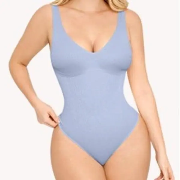 FeelinGirl  Womens Shapewear Bodysuit Slimming V Neck Thong Bodysuits Comfort Fabric Womenswear Seamless