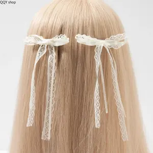 Lace Bowknot Hair Clips, Elegant Sweet Alloy Barrettes for Women, Delicate Lace Bow Decor, Trendy Kawaii Summer Hair Accessories, Lightweight Versatile Styling Clips for Daily Wear, Dates, Parties & Soft Aesthetic Everyday Outfits tiktokshopspringglowup