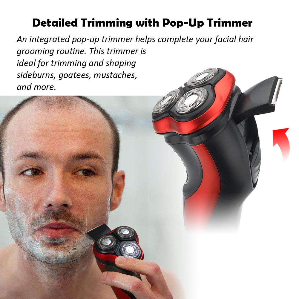 Rotary Electric Shaver — Men's Wet & Dry Rechargeable Electric Shaver, Black
