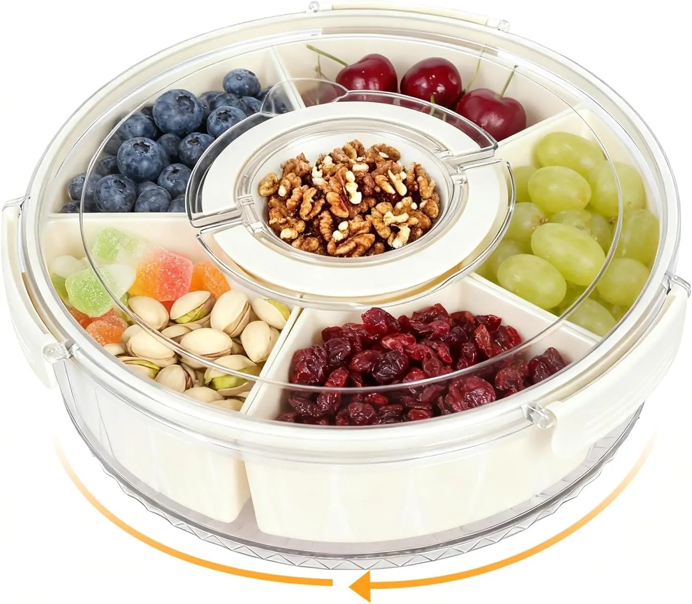 Snackle Box Taco Bar Serving Set for Party - Divided Lazy Susan Serving Tray - Taco Tuesday Kit - Chip and Dip Serving Set for Party - PET Rotating Appetizer Serving Tray (12"x3.9")