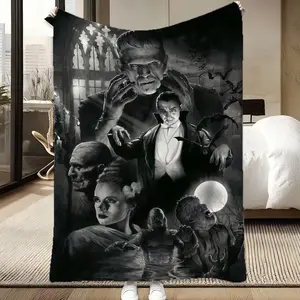 Universal Monsters Blanket: Frankenstein, Dracula & Bride of Frankenstein Horror Throw! Perfect for Spooky Season, Halloween Decor & Movie Nights. Super Soft, Cozy & Iconic Retro Horror Vibes