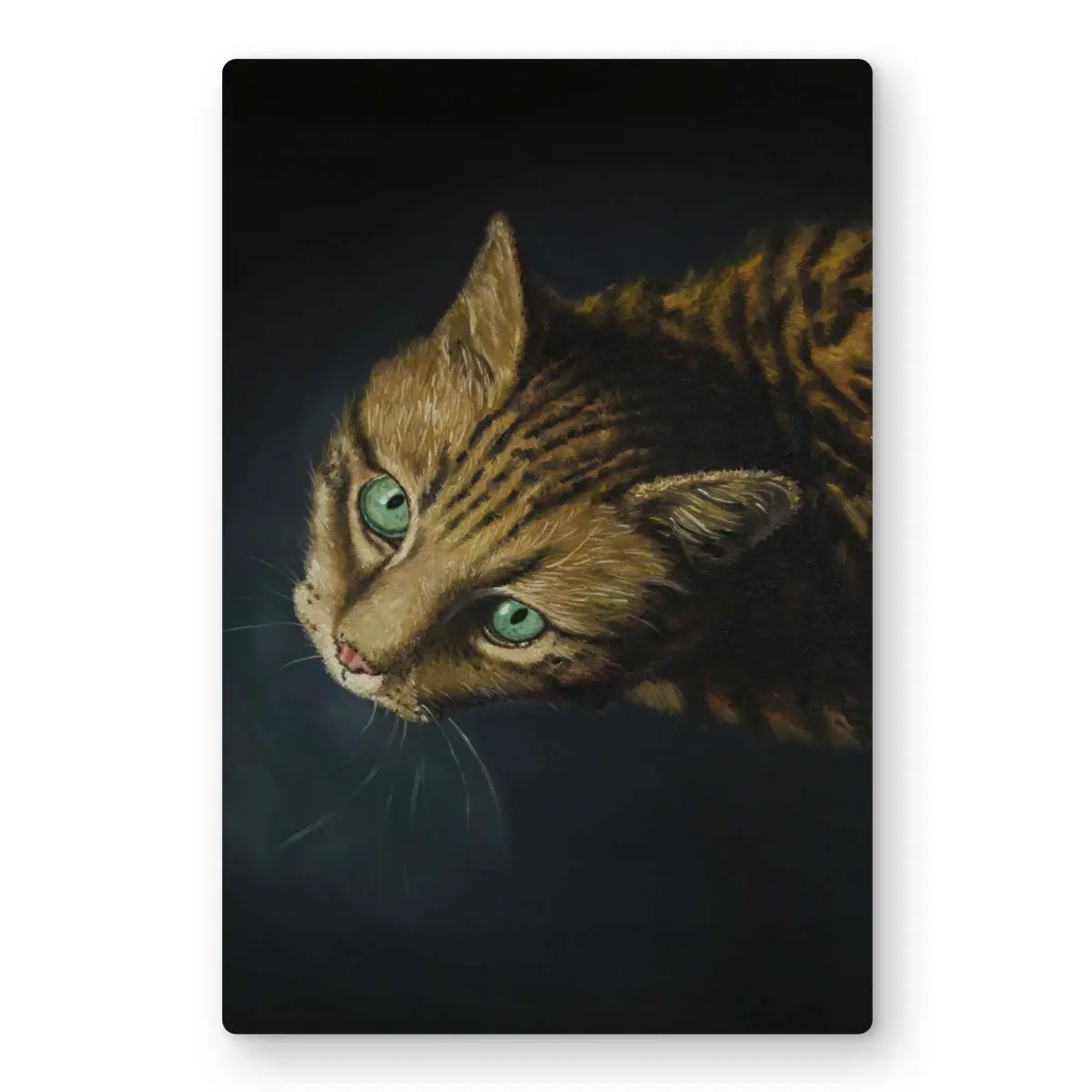 212 MAIN Hyperrealism Bengal Cat Black Metal Wall Artwork, 12x18 in Lightweight Aluminium Contemporary Art Decorative Accessory Prints for Stylish Home Room Decoration (C1MP1218KUCRBF)
