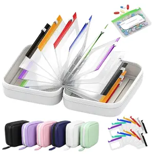 Pill Pouch Organizer Binder A7 Waterproof Travel Weekly Pill Organizers with 14 PCS L Size Zippered Pouches Large Purse Medicine Box Pouch Bag Reusable Pocket Pharmacy with Color-Coded Labels