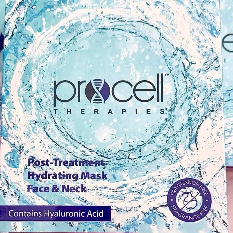 Procell Therapy Hyaluronic Acid Hydrating Facial & Neck Mask - 5-Count Pack, for Skin Repair and Anti-Aging