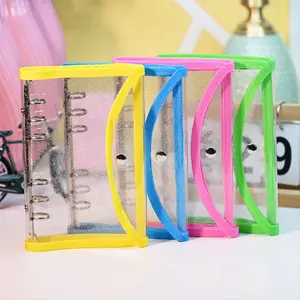 A6 Gold Glitter PVC Notebook Cover, Multi-Color Binding Transparent Ring Binder, New Travel Journal Case, Lightweight Portable Essential