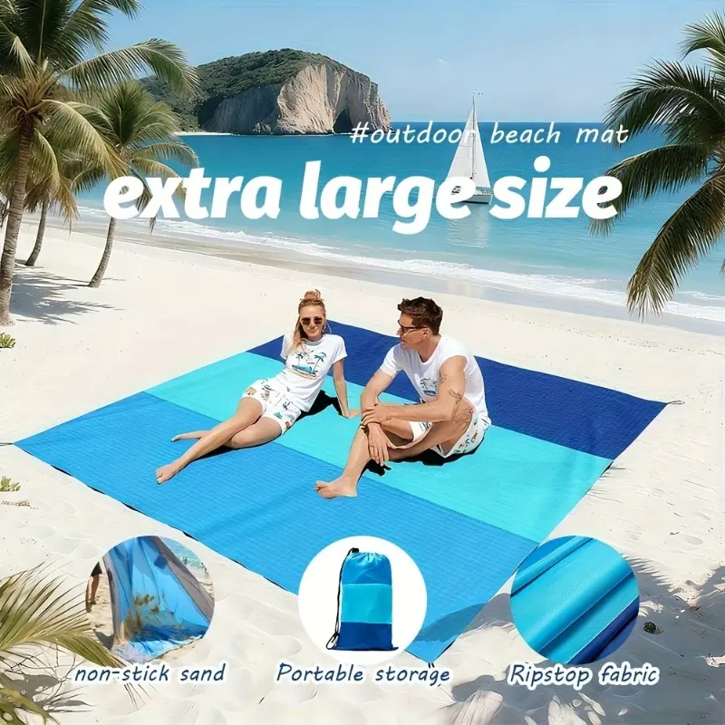 Foldable Lightweight Beach Blanket | Sandproof Waterproof Camping Mat Outdoor Camping Supplies | Pocket Folding Picnic Lawn Mat Outdoor Picnic Blanket Picnic Essentials