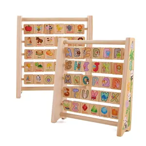 Wooden Multi-Functional Flap Learning Rack Toy, Sensory Activity Board, Alphabet Word Recognition Training, Montessori Early Education Gift for Boys & Girls