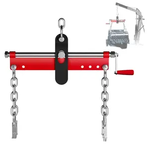 Red Engine Load Leveler,Engine Hoist Leveler with Ball Bearing,2 Chains and Adjustable Handle,Engine Hoist Shop Crane Accessory for Up to 1500lbs