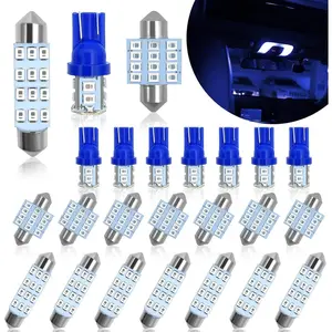 24-Piece Dome Light LED Car Bulb Kit Set, T10 31mm 42mm LED Festoon Bulbs, Vehicle Accessories for Car Interior Map Door Courtesy Replacement (Blue)