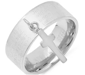 Steel by Design The Lord's Prayer Ring w/ C ros s Charm
