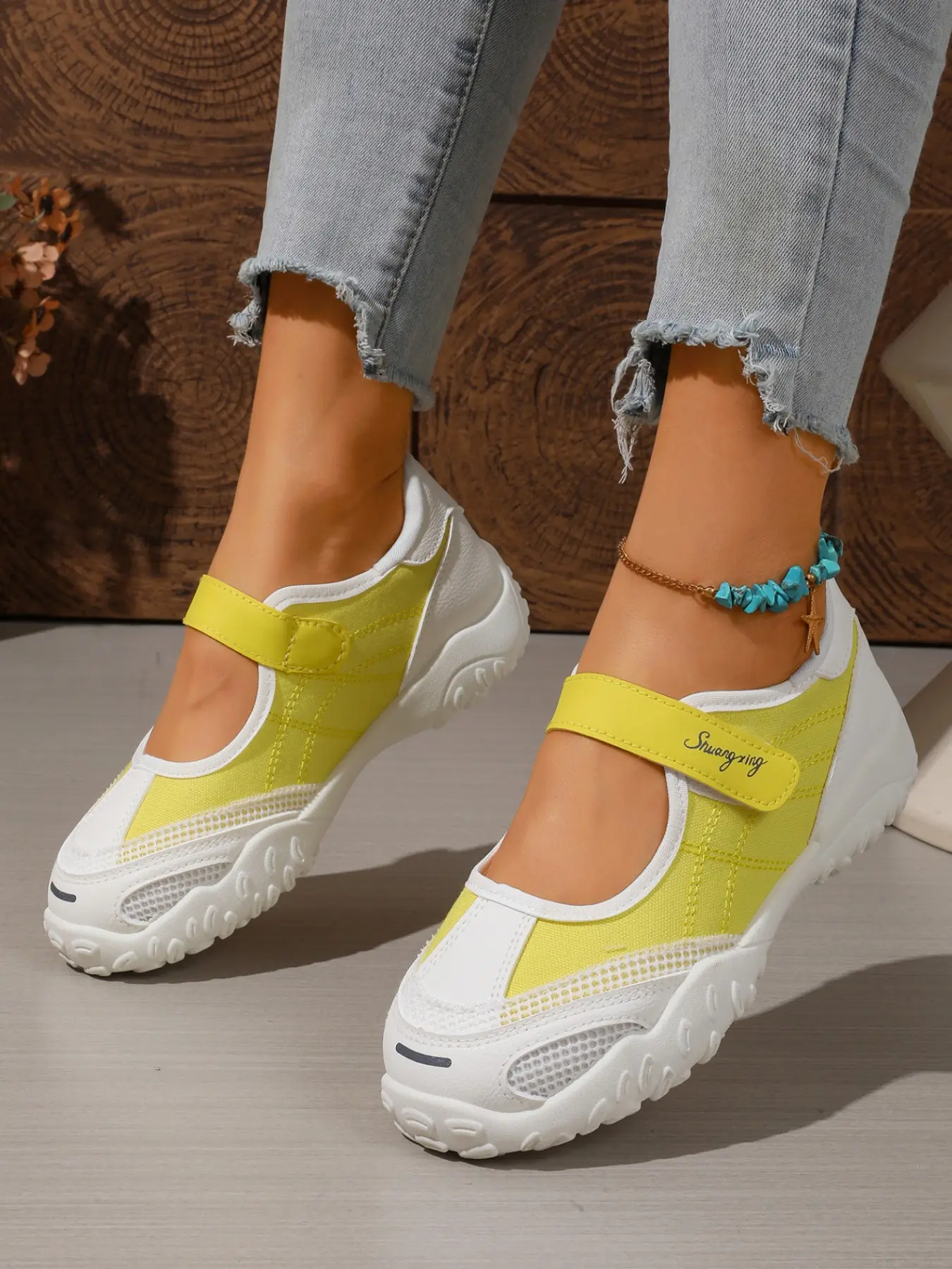 Spring New Mary Jane Sneakers for Women, Velcro Retro Ugly Dad Shoes, Breathable Casual Single Shoe, Walking Shoes, Multiple Colors Available