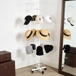 5 Tier Rotating Hat Organizer Rack With Wheels For Retail Store And Closet home essentials