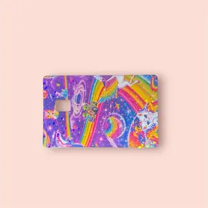 Holographic Retro 2000's Character Debit Card Skin with Rainbow Unicorn Design for Unique Style