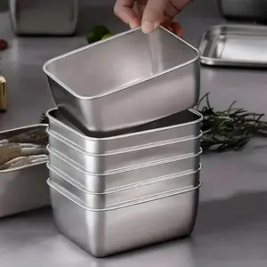 Stainless Steel Food Storage Box Set, Food Storage Container with Lid, Food Preserving Container for Home Kitchen, Hotel, Restaurant