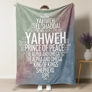 Christian Blanket with Names of God - Inspirational Christian Faith Gift Comforting Prayer Throw - Religious Throw Blanket for Couch or Bed - Soft Plush Spiritual Gift