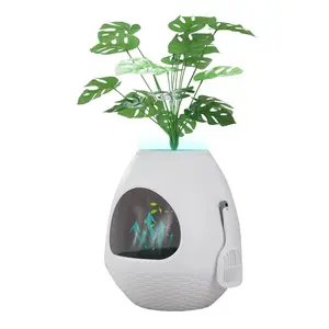 COZIWOW Eggloa6 Extra Large Hidden Plant Cat Litter Box with Odor Control,19.5 x 19.5 x 16.14 Inches, Durable Black Felt, Covered Design