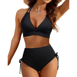 Tempt Me Women High Waisted Bikini Set Two Piece Push Up Bathing Suits Halter Swimsuits with Bottoms