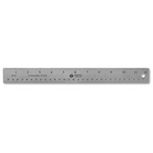 Business Source  Stainless Steel Ruler- 12 in. L- Nonskid- Silver