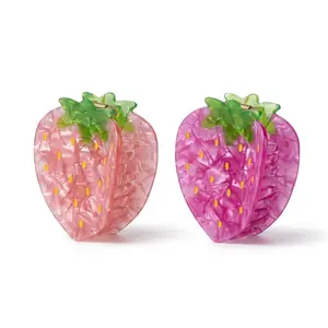 Summer Fruit Hair Claw Clips, Cute Strawberry Avocado Watermelon Resin Shark Clips, Tropical Fruit Hair Accessories for Women Girls Thick Long Hair, Perfect Summer Vacation Beach Outfits Gifts