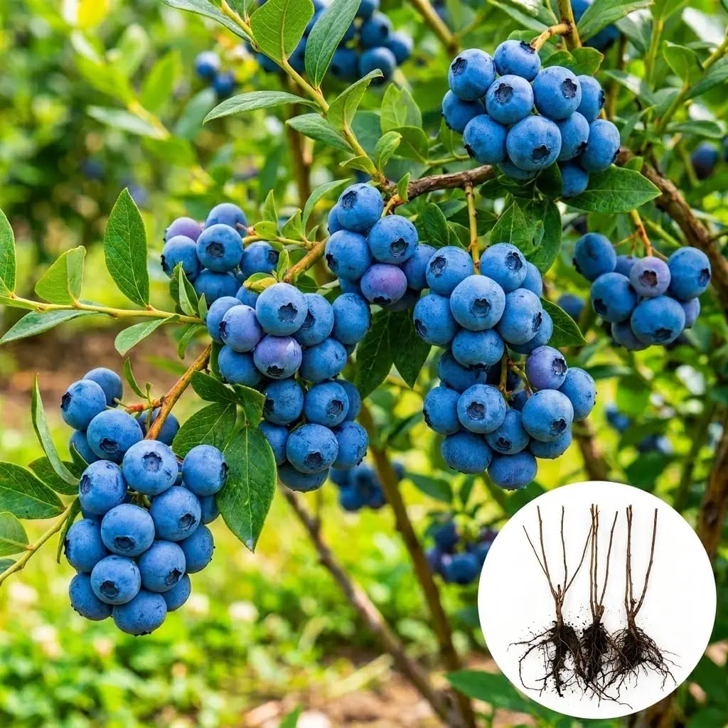 2 Bluecrop Blueberry Bush Seedlings Live Plant – Fruit Bearing Blueberry Bush Starter – Healthy Rooted Sapling for Outdoor Garden, Patio or Container Growing (2 Plants)