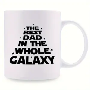 1pc, Dad Coffee Mug, THE BEST DAD IN THE WHOLE GALAXY, 11oz Ceramic Mug, Dad Coffee Cup, Summer and Winter Drinking Utensils