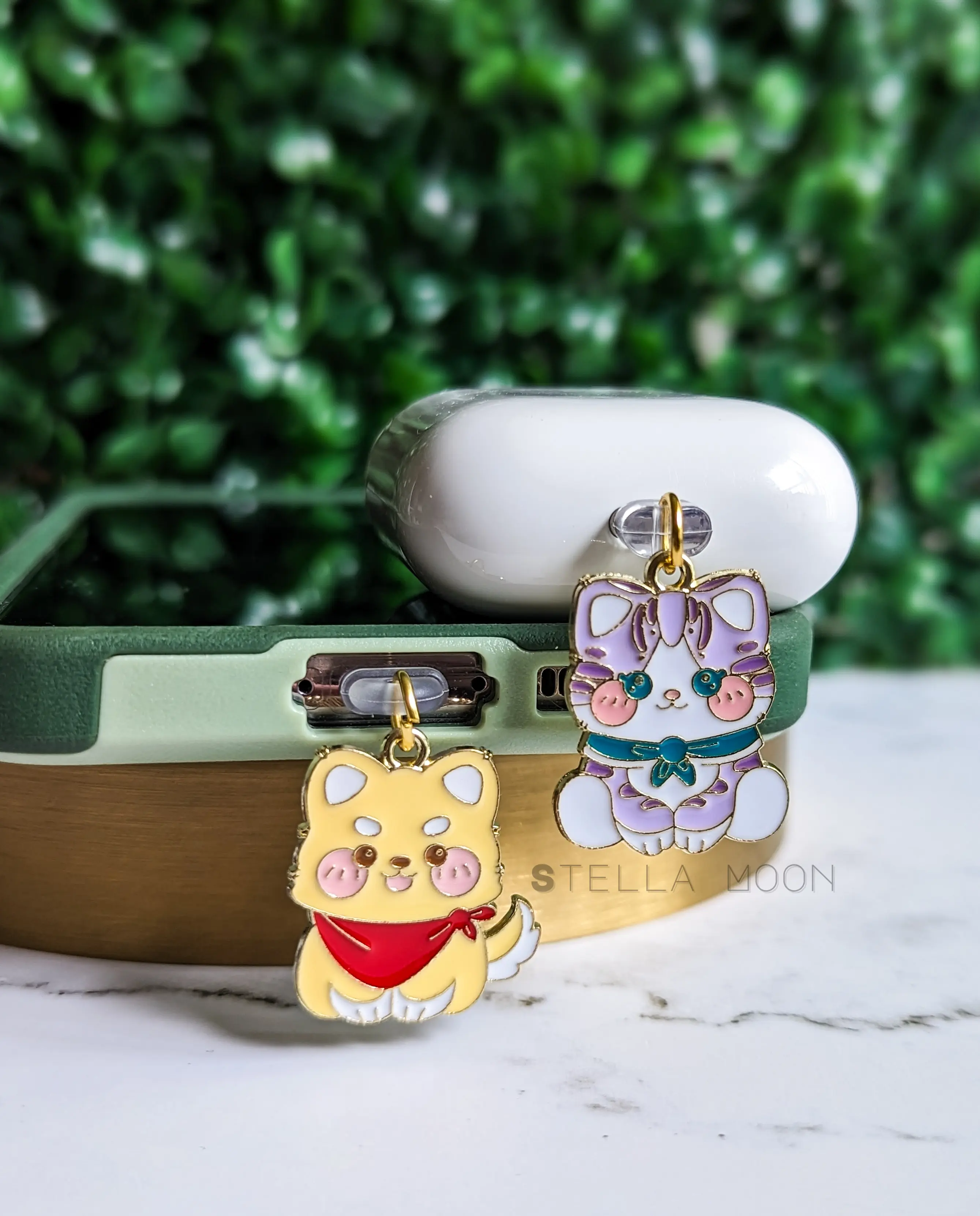 Dog Phone Accessory, Kawaii Mobile Dust Plug Cat, Cute Puppy Charm, Kitty Charger Port Cover, Feline Ear Phone Dangle Decoration, Canine Smartphone Cellphone