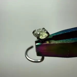 Raw Moldavite Nose Stud | ASTM F136 Titanium | Genuine Czech Moldavite
