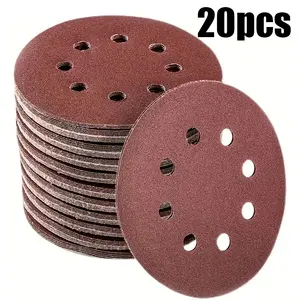 20pcs 7 Inch 8 Hole Sanding Discs, 180mm Hook-And-Loop Abrasive Wheels for Electric Drywall Sander Polisher, Grit 60/80/100/120/150/180/240/320/400/600
