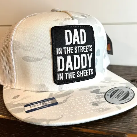 Dad In The Streets Daddy In The Sheets Hat - Black Patch/ White Camo 6006 Hat