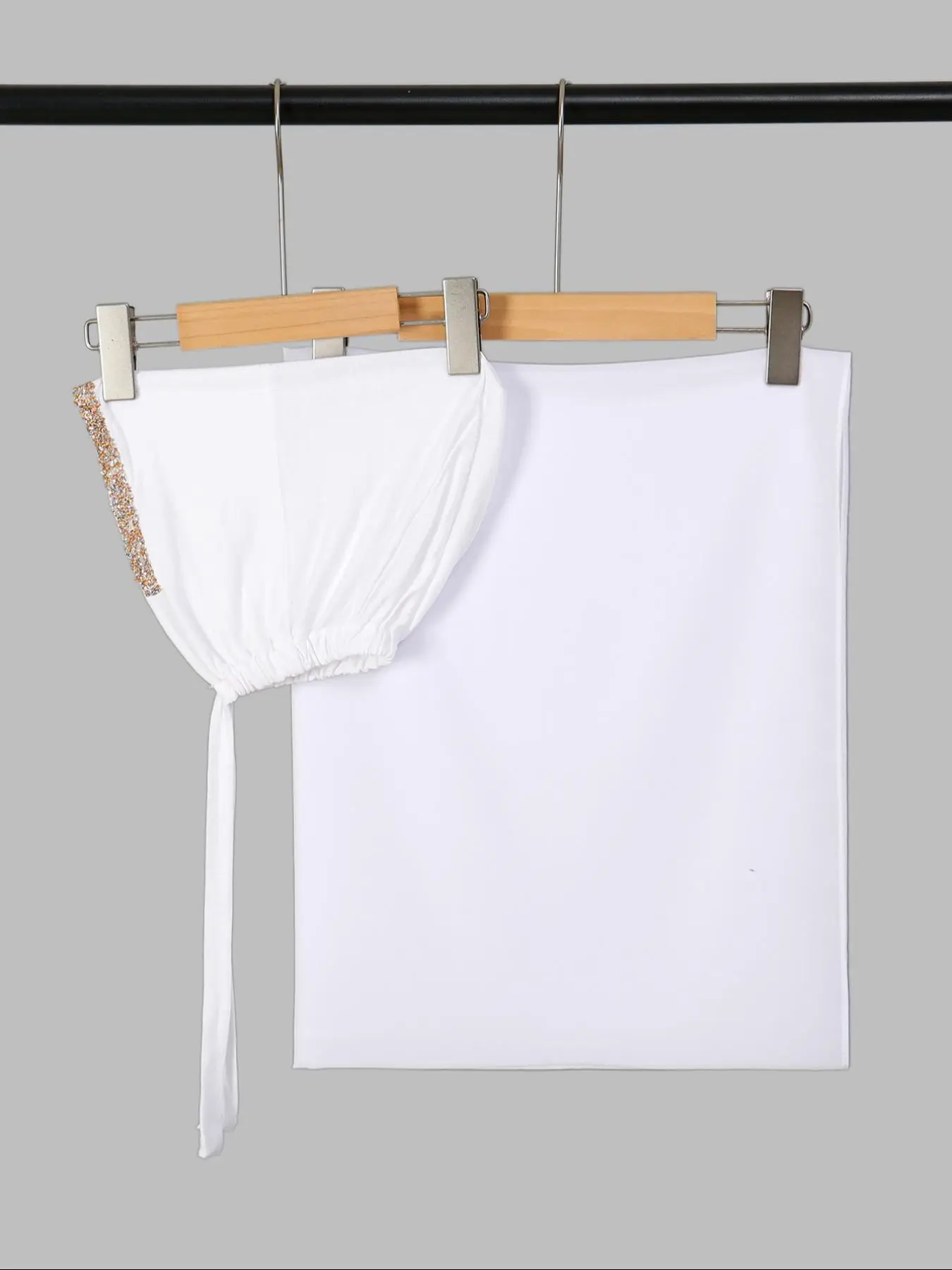 Women's Solid Color Rhinestone Decor Chiffon Khimar, Casual Versatile Hijab for Daily Wear, Fashion Minimalist Muslim Clothing for All Seasons