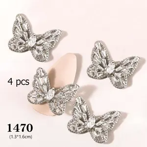 4 pcs 3D Butterfly Charm for Nails Art Design (code 1470)