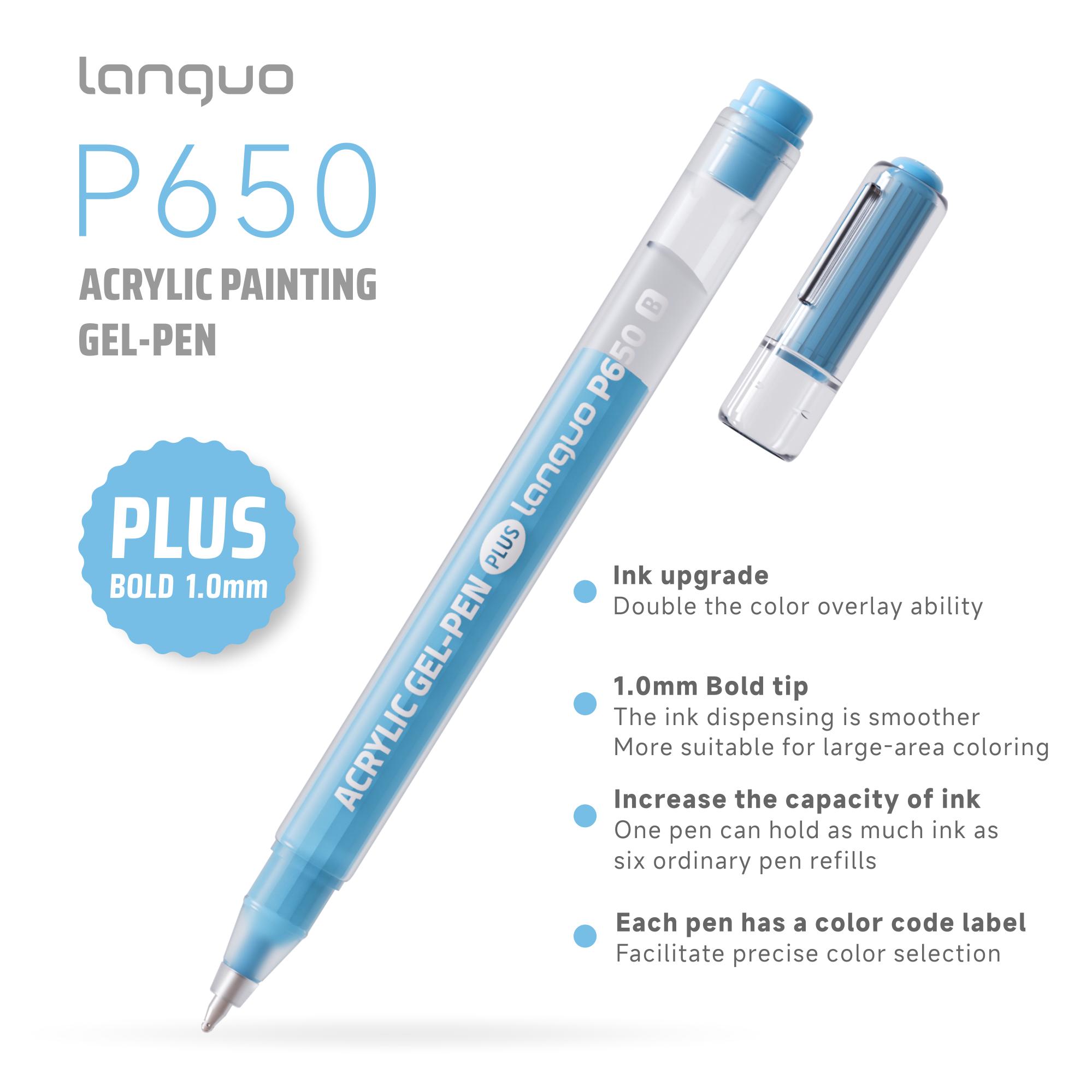 Languo 90-Color Acrylic Painting Gel-Pen Plus Set, art_set Smooth 1.0mm Bold Tip Paint Pens with 2.2g Extra Large Ink Capacity, Aesthetic No-Bleed Coloring Retractable Gel Pen pen set relaxation tool get gift school artist colored