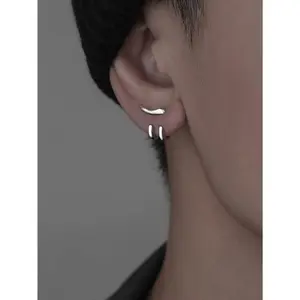 Men's Vintage Punk Studs Earrings - Silver Zinc Alloy Non-Tarnish Detachable Dual-Purpose Men's Jewelry, 1-Size Adult Daily Party Fashion Accessories