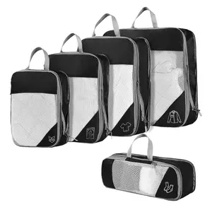 Compression Travel Five-Piece Storage Bag Waterproof Extended Mesh Clothing Home Luggage, Waterproof and Durable Travel Buggy Bag, Portable Expandable Travel Accessories, Luggage, Suitcase, Backpack
