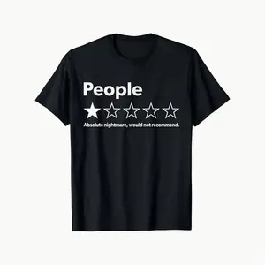 MONO LABEL Unisex-Adults T-Shirt - Black,  Short Sleeve - Funny Review People One Star: Absolute  Would , Suitable for Mens & Womens Outdoor T-Shirt