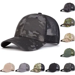 Summer mesh cap, versatile round-top camouflage baseball cap, spring and summer sun protection breathable sunshade hat, adult men's baseball cap
