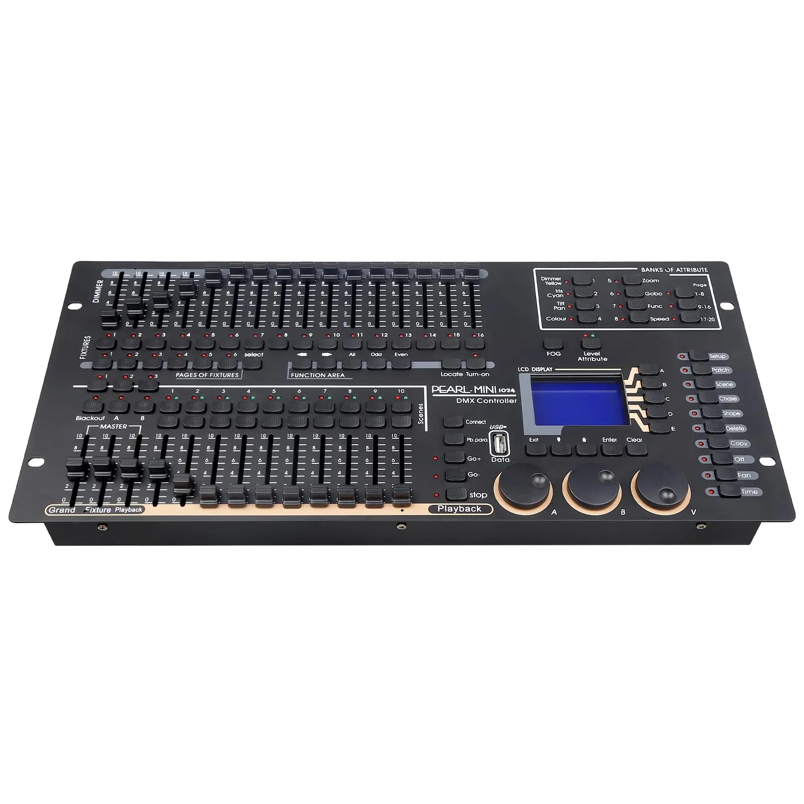 Professional DMX512 Stage Lighting Controller, Mini Pearl Stage Light Console,1024 Channels, 96 Fixtures, 60 Scenes, USB R20 Compatible bar club