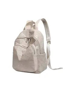 Women's Geometric PVC Shoulder Bag, Fashionable Lightweight Travel Backpack, Casual Daily Use, Stylish and Durable Design