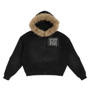 SunFade Boxy Detachable Fur Hoodie