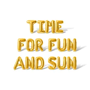Letter Balloons - TIME FOR FUN AND SUN 16" Inch Alphabet Letters Foil Mylar Balloon Retirement Party Banner