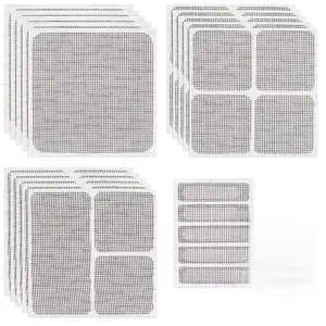16Sheets Window Screen Repair Kit - Black Self-Adhesive Screen Patch Repair Kit, 4 Sizes Patches Mesh Tape for Mesh Screens Door, Window Drain Holes, Strong Adhesion Easy to Use