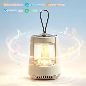Portable Camping Lantern with Bluetooth Speaker, 2-in-1 LED Camping Light & Wireless Music Speaker, 3 Brightness Modes, Rechargeable 800mAh Battery, Outdoor Tent Light for Camping, Hiking, Emergency