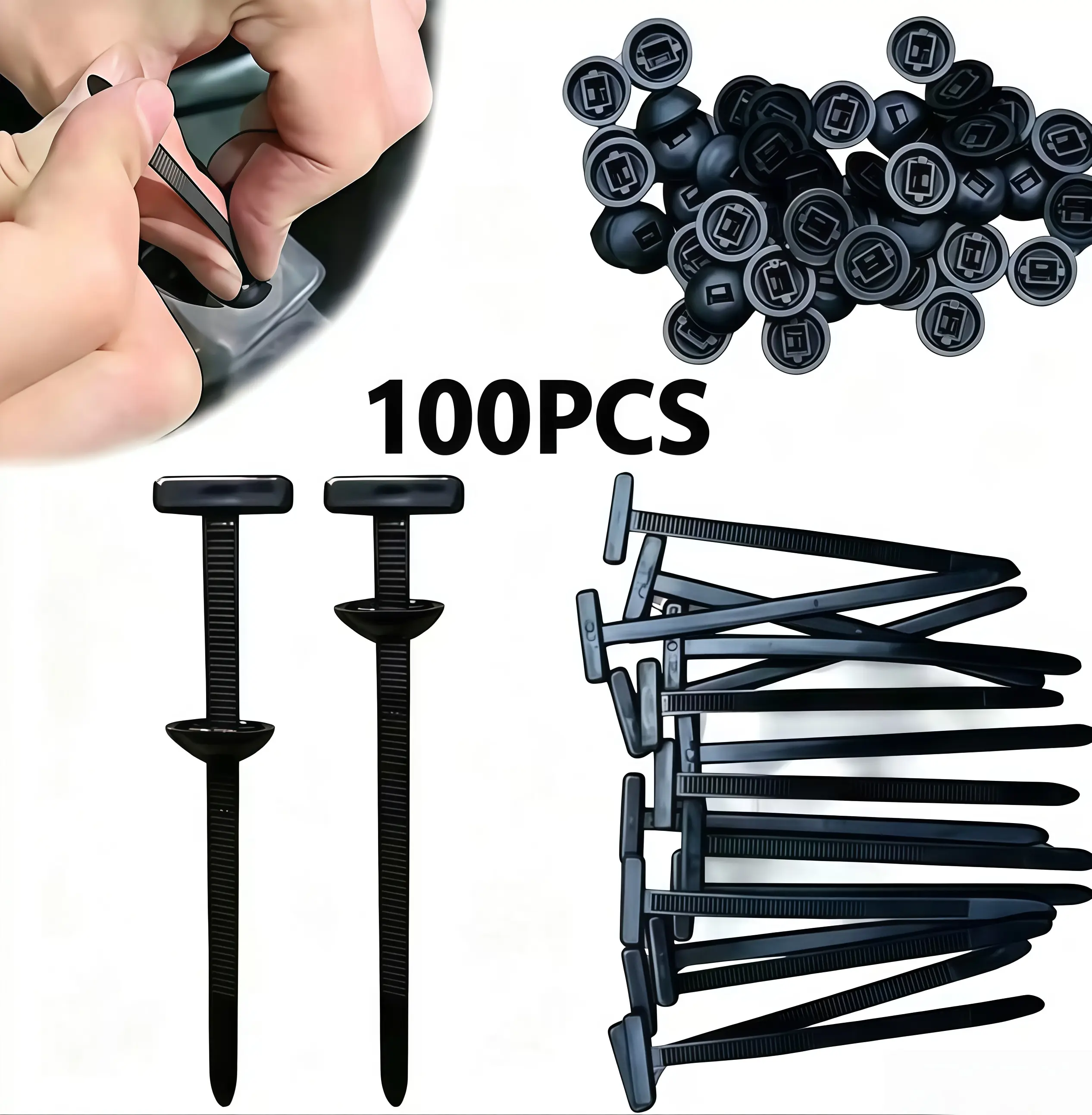 100Pcs Car Clip Kit With Multi Spec Heavy-duty self-locking zipper tie bracket UV-resistant plastic fasteners, used for daily use of car fixing components for car maintenance Mudguard Fender