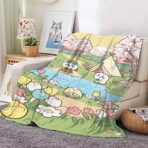 **Kawaii Cute Chiikawa Hachiware Usagi Flannel Blanket - Premium Flannel Material Kawaii Anime Print Snuggle Throw for Sofa Bed Office Camping Nap Study Room Mother's Day Valentine's Day Birthday Gift**
